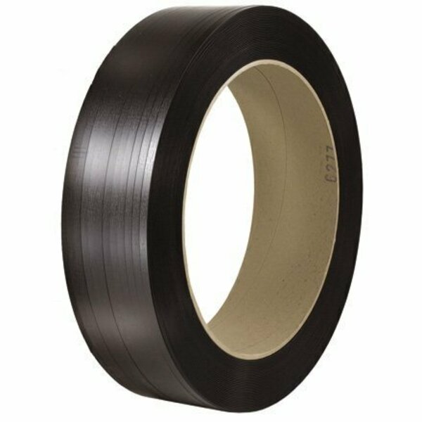 Bsc Preferred 1/2'' x 3600' - 16 x 3'' Core Polyester Strapping, Black - Smooth - 7200' S-1240